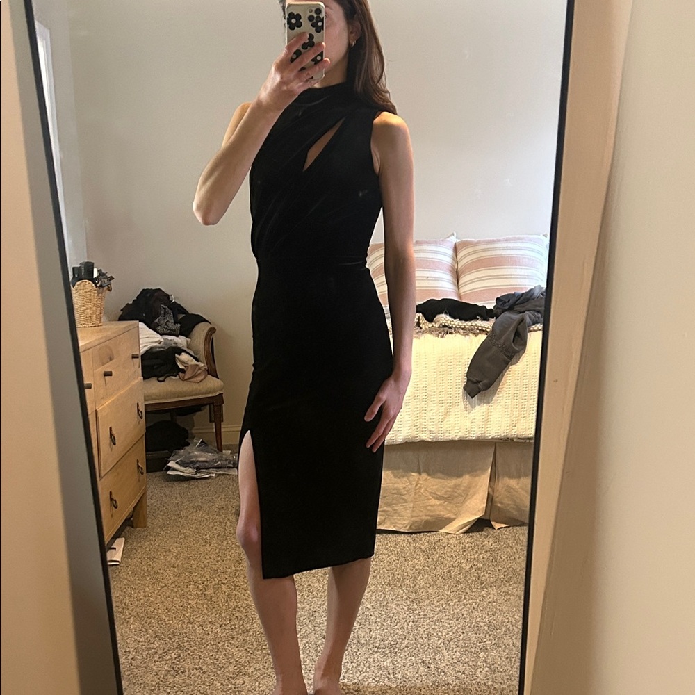 Black velvet mock neck black velvet dress worn once